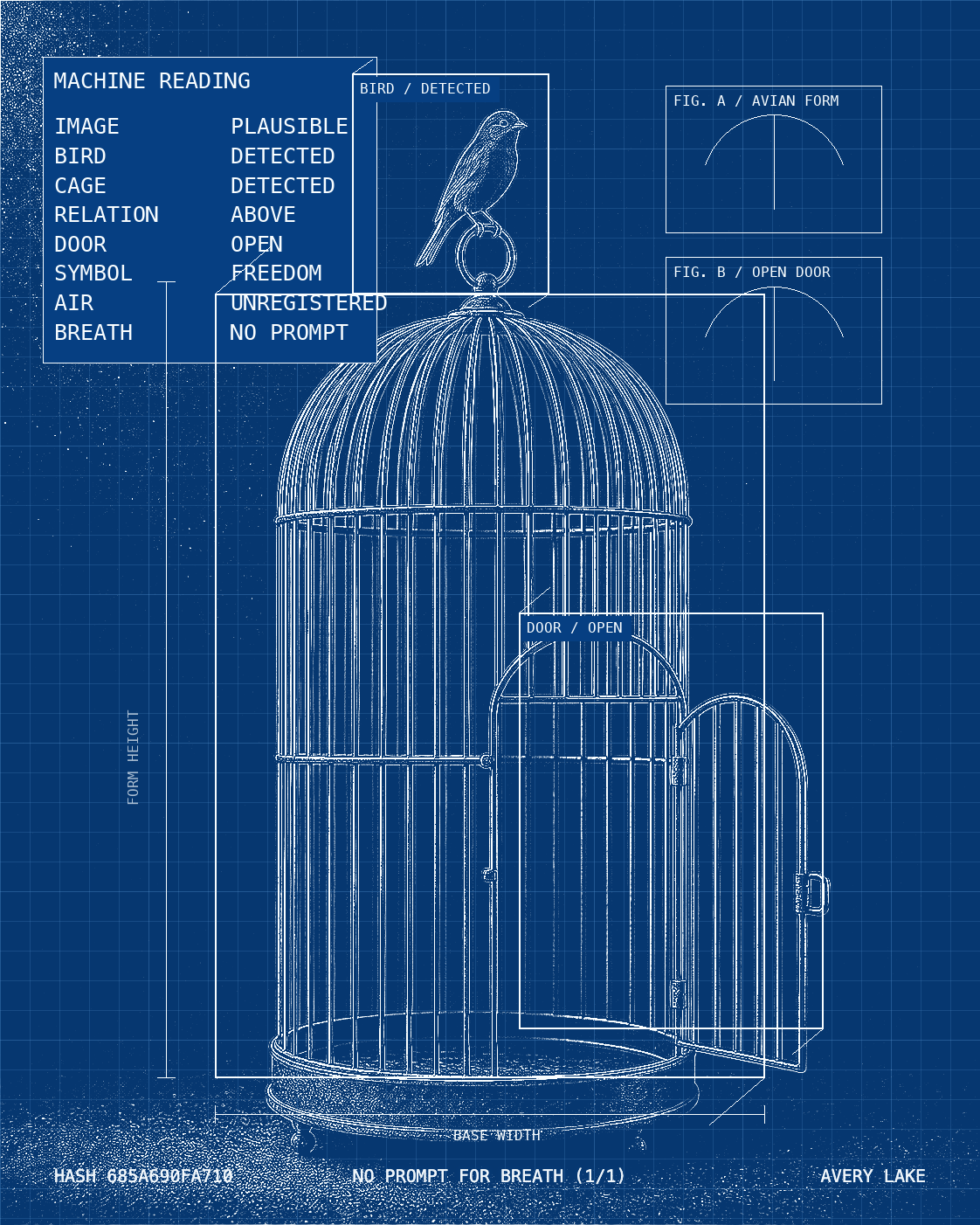 No Prompt for Breath — machine scan blueprint, unique certified print by Avery Lake